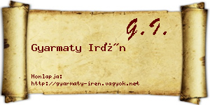 Gyarmaty Irén névjegykártya